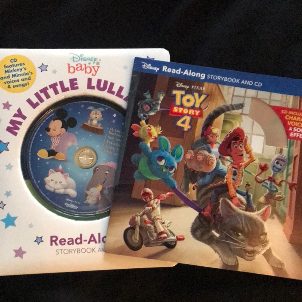 2 Book Set Disney My Little Lullabies and Toy Story 4 With Read Along CD’s NWT